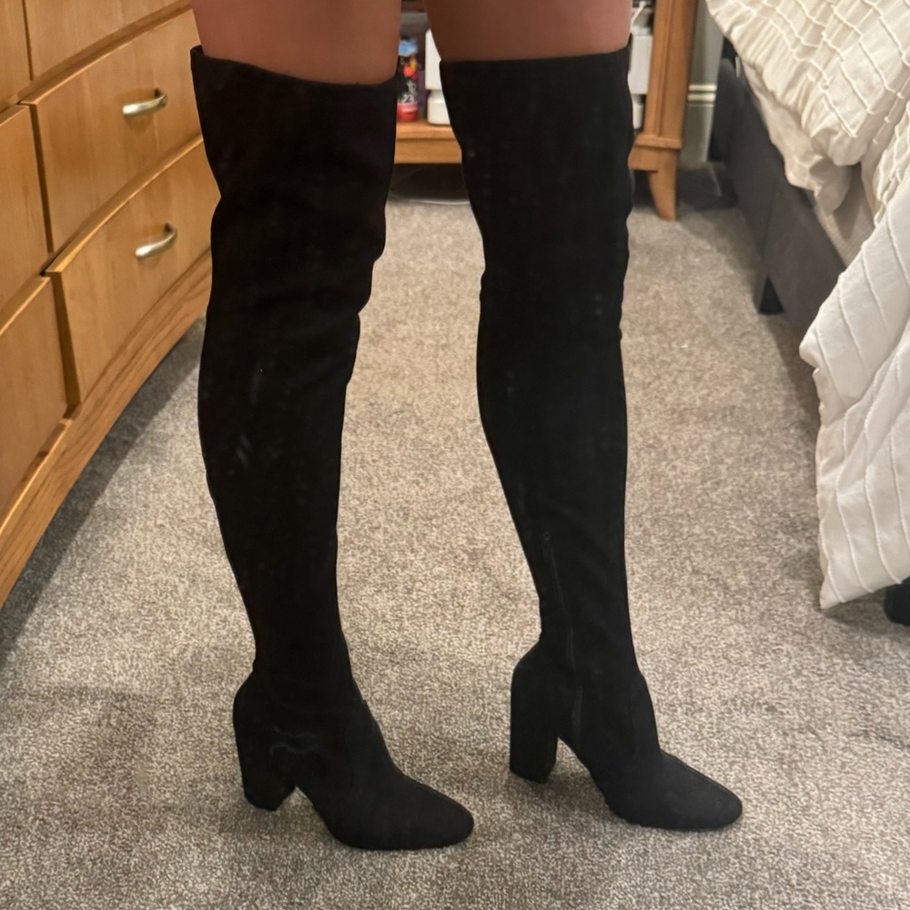 Aldo Black Suede Over the Knee Boots